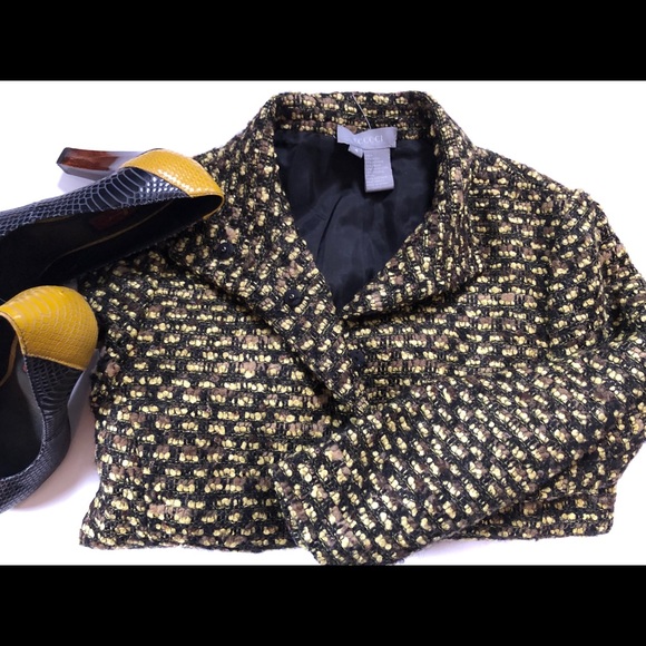 [Eccoci] Brown-Green Tweed Lined Jacket Sz: 4 - Picture 8 of 8